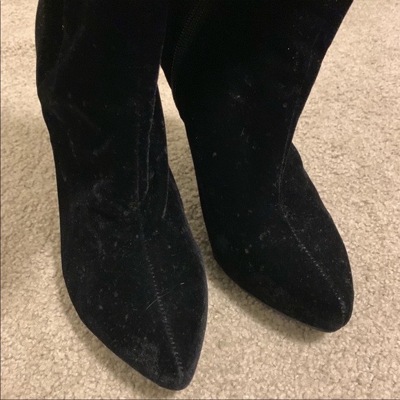 MIA Black Over the Knee/Slouchy Velour Boots - Picture 3 of 7